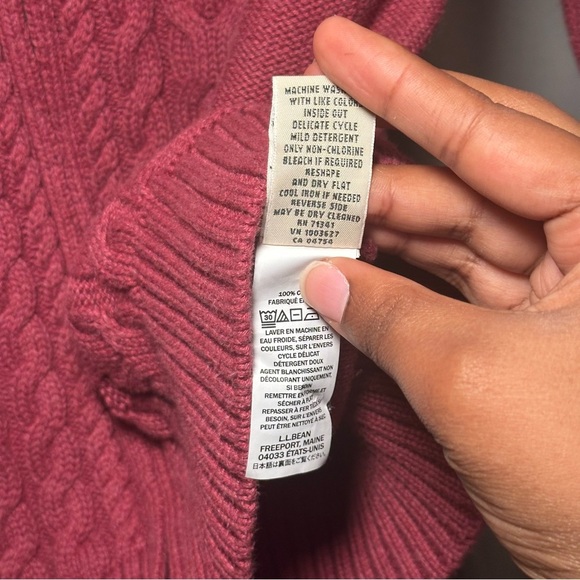 L.L. Bean Women's Preppy Zip-Up Burgundy Cotton Academia Cable Knit Sweater Sz S - Picture 10 of 16